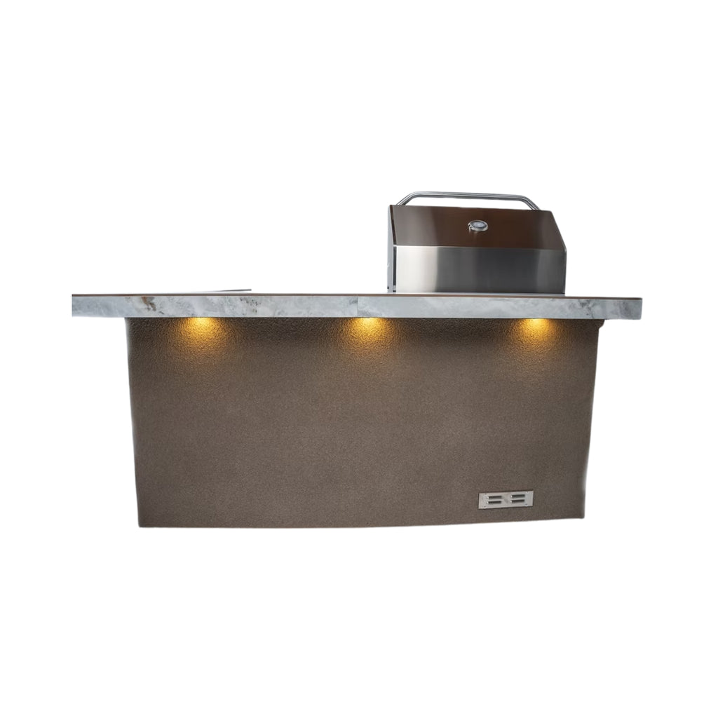 Kokomo Grills St John BBQ Island With LEDs Built In BBQ And Refrigerator SAK91568 - Rear View On White Background