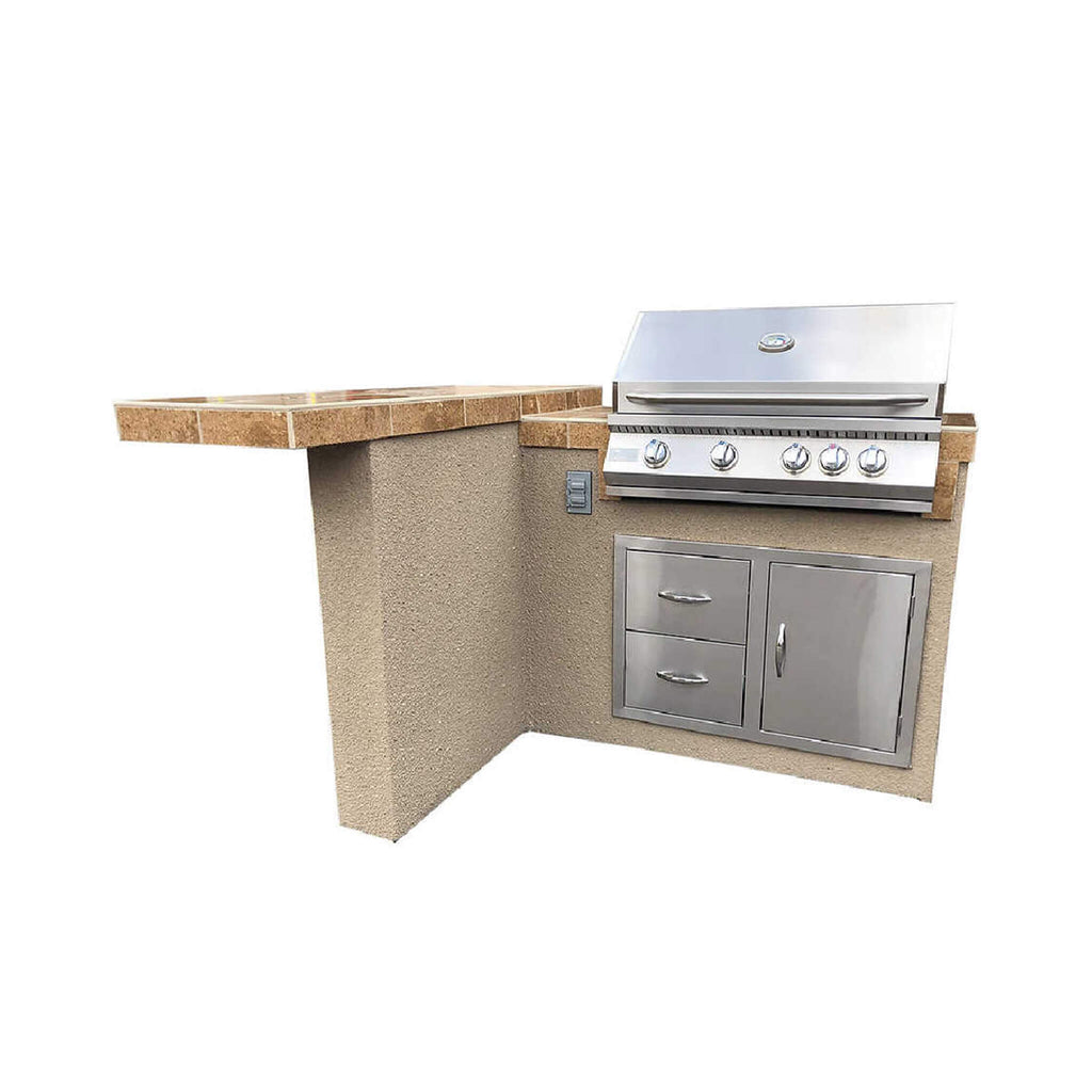 KOKOMO Havana L Shape BBQ Island Outdoor Kitchen With Built In BBQ Grill (SAK47390)-SAKSBY