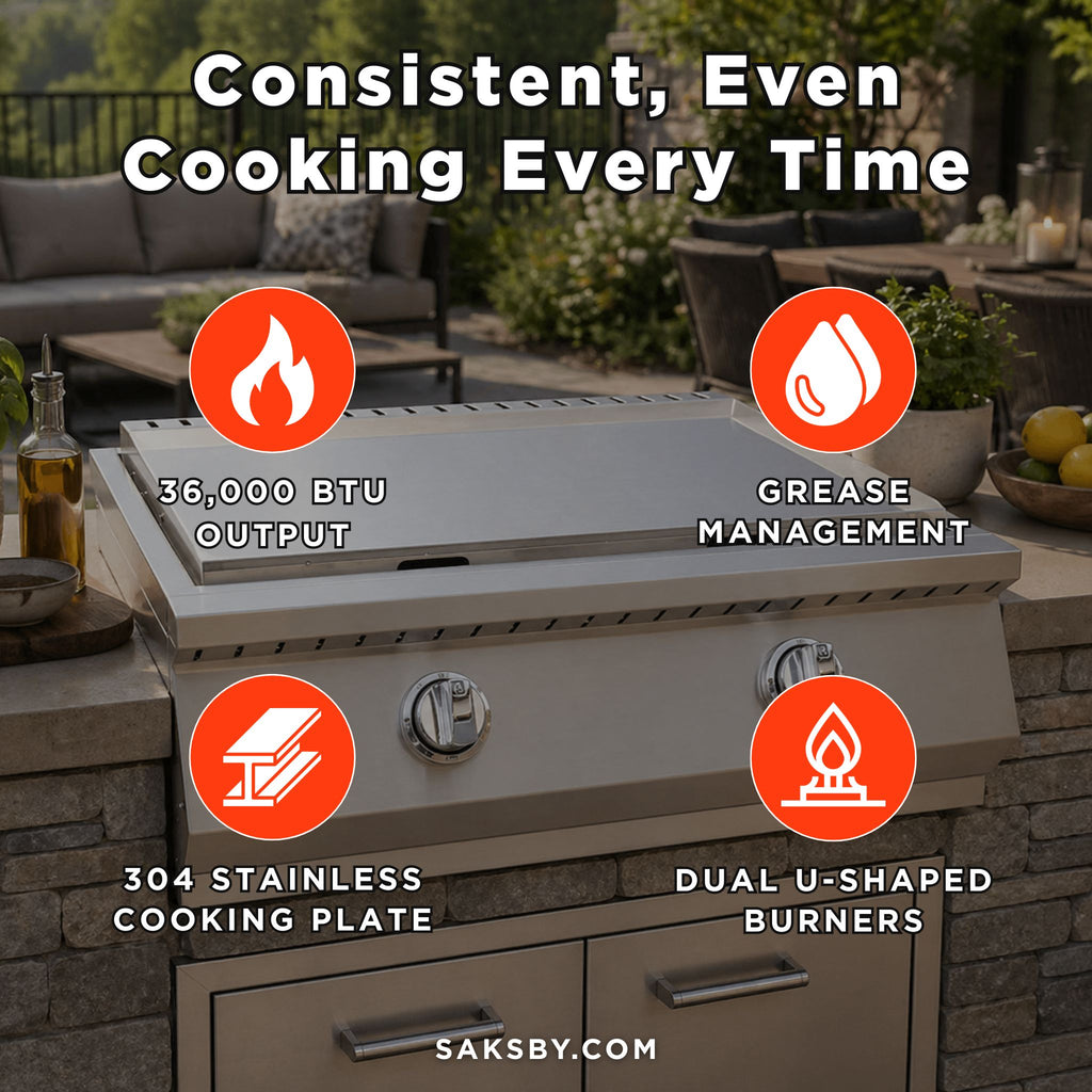 KoKoMo Grills 30-Inch Premium 36K BTU Teppanyaki Griddle With Dual U Shape Burner (SAK19367) - Saksby Wholesale - Features