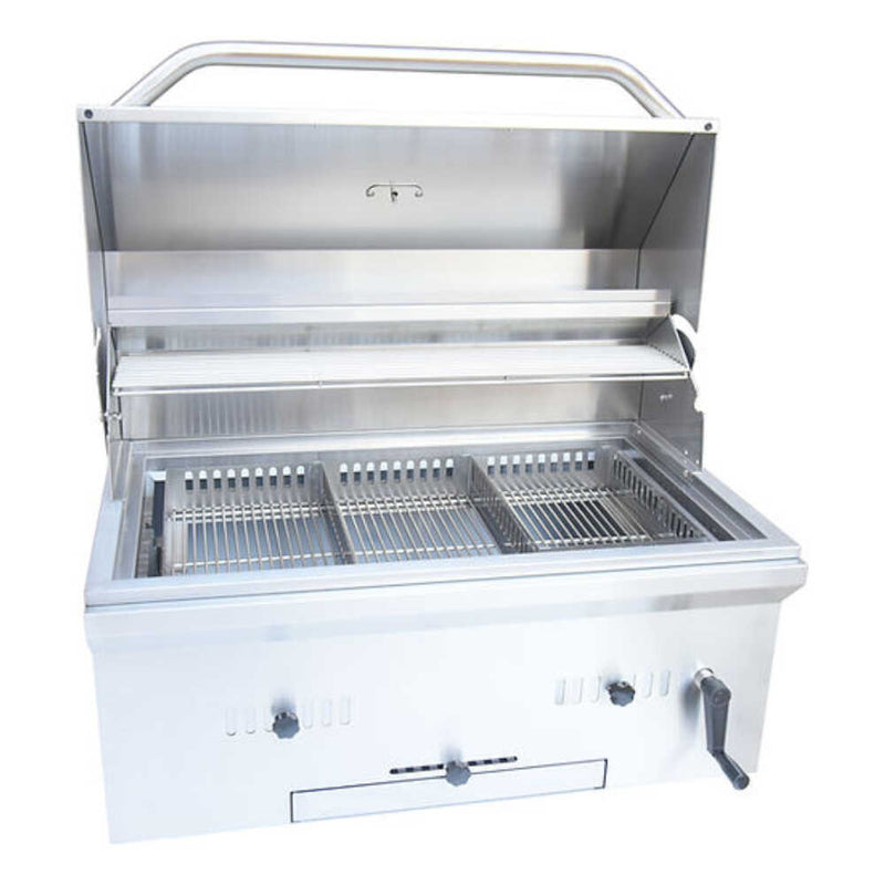 KOKOMO Premium Built-In Charcoal Grill With 304 Stainless Steel And Adjustable Heat Tray, 32" (SAK32504)-SAKSBY