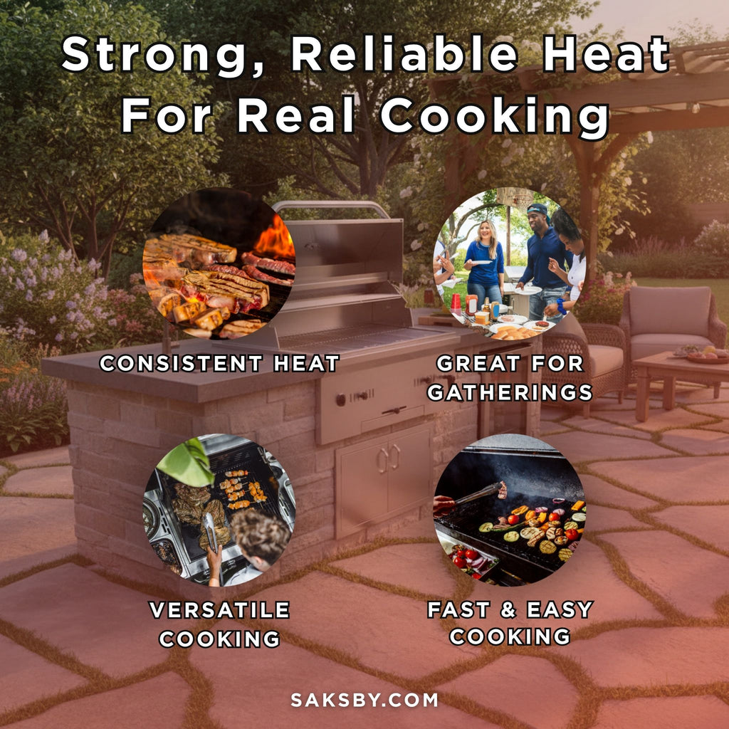 KoKoMo Grills Premium Built-In Charcoal Grill With 304 Stainless Steel And Adjustable Heat Tray, 32" (SAK32504) - Saksby Wholesale - Benefits