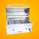 KoKoMo Grills Premium Built-In Charcoal Grill With 304 Stainless Steel And Adjustable Heat Tray, 32" (SAK32504) - Saksby Wholesale - Front View With Open Lid on Orange Background
