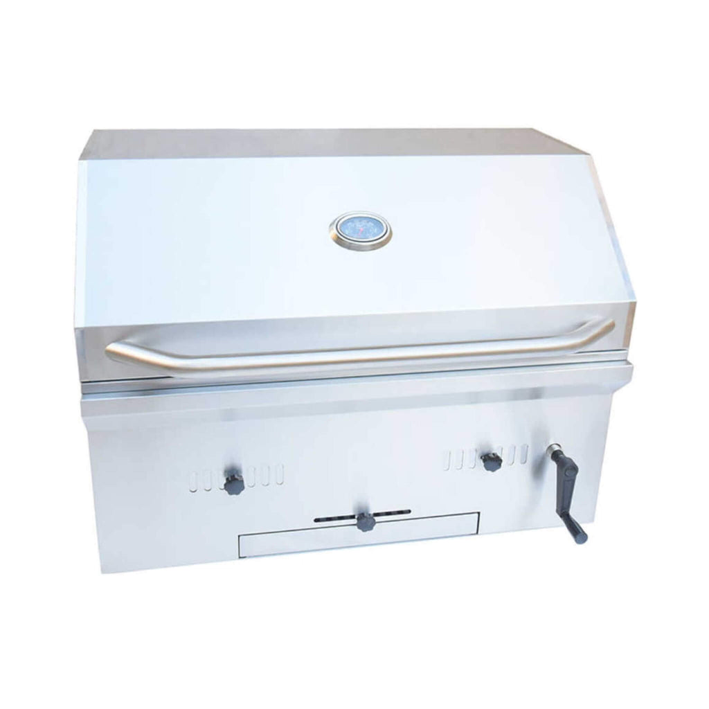 KoKoMo Grills Premium Built-In Charcoal Grill With 304 Stainless Steel And Adjustable Heat Tray, 32" (SAK32504) - Saksby Wholesale - Front View With Closed Lid
