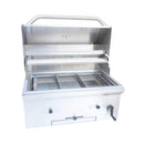 KoKoMo Grills Premium Built-In Charcoal Grill With 304 Stainless Steel And Adjustable Heat Tray, 32" (SAK32504) - Saksby Wholesale - Front View With Open Lid