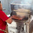 KoKoMo Grills Premium Built-In Charcoal Grill With 304 Stainless Steel And Adjustable Heat Tray, 32" (SAK32504) - Saksby Wholesale - Side View Grill Demonstration