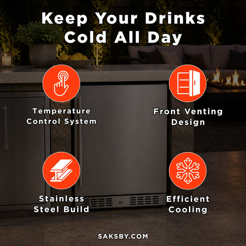 KoKoMo Grills 24-Inch Professional Luxury Outdoor Stainless Steel Kitchen Refrigerator [KO-LUX-FRIDGE] (SAK54862) - Saksby Wholesale - Features
