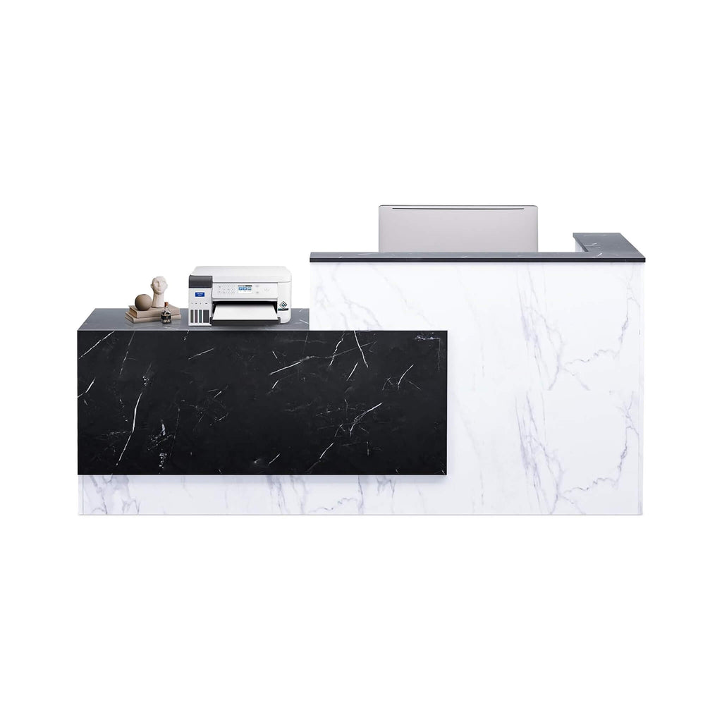 L-Shaped Modern Black And White Reception Desk With Lockable Drawers (SAK50729) - Saksby Wholesale - Left Cabinet