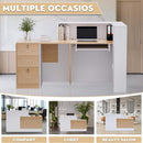 L-Shaped Modern Brown And White Reception Desk With Lockable Drawers (SAK26491) - Saksby Wholesale - Product Usage