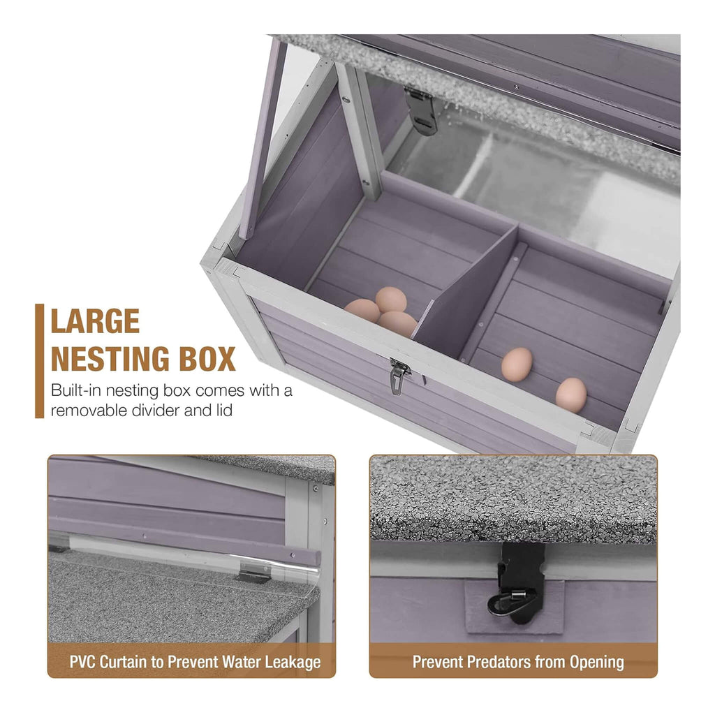 Large 103-Inch Outdoor Chicken Coop House With Run And Nesting Box [4-6 Chickens] (SAK53194) - Saksby Wholesale - Nesting Box Details