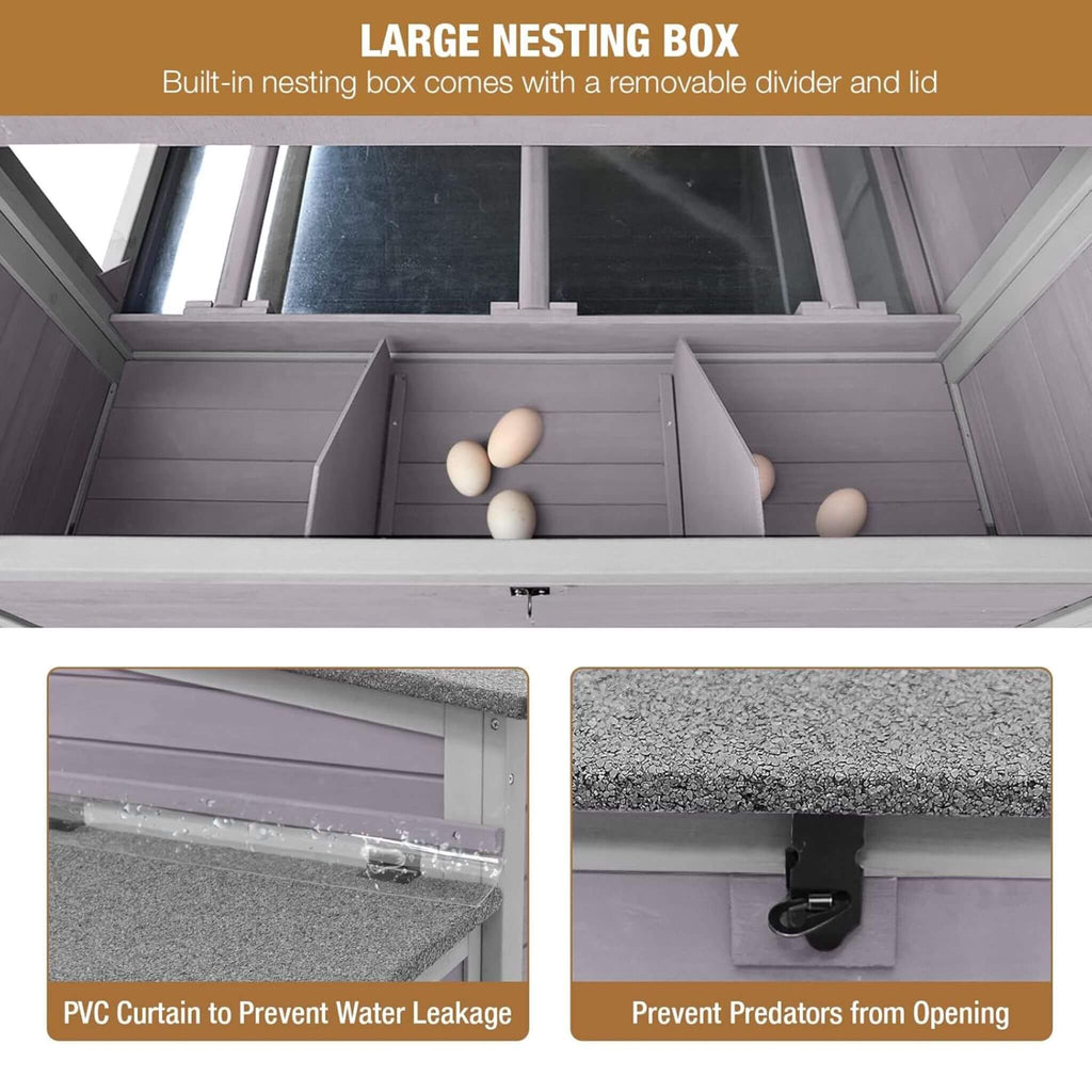 Large 115-Inch Portable Chicken Coop With Run And Nesting Boxes [8-10 Chickens] (SAK18263) - Saksby Wholesale - Nesting Box View