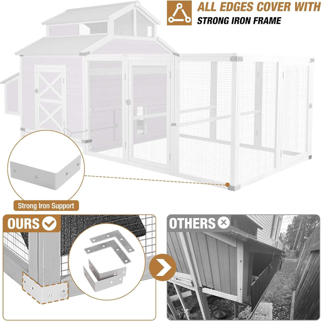 Large 115-Inch Portable Chicken Coop With Run And Nesting Boxes [8-10 Chickens] (SAK18263) - Saksby Wholesale - Strong Iron Frame View