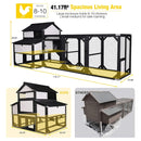 Large 118-Inch Outdoor Wooden Chicken Coop With Extended Run And 6 Nesting Boxes [8-10 Chickens] (SAK63940) - Saksby Wholesale - Dimensions