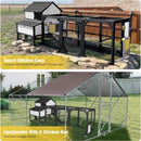 Large 118-Inch Outdoor Wooden Chicken Coop With Extended Run And 6 Nesting Boxes [8-10 Chickens] (SAK63940) - Saksby Wholesale - Lifestyle Image With Tent