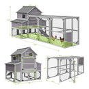 Large 137-Inch Wooden Chicken Coop With Run And 6 Nesting Boxes [10-15 Chickens] (SAK96430) - Saksby Wholesale - Dimensions