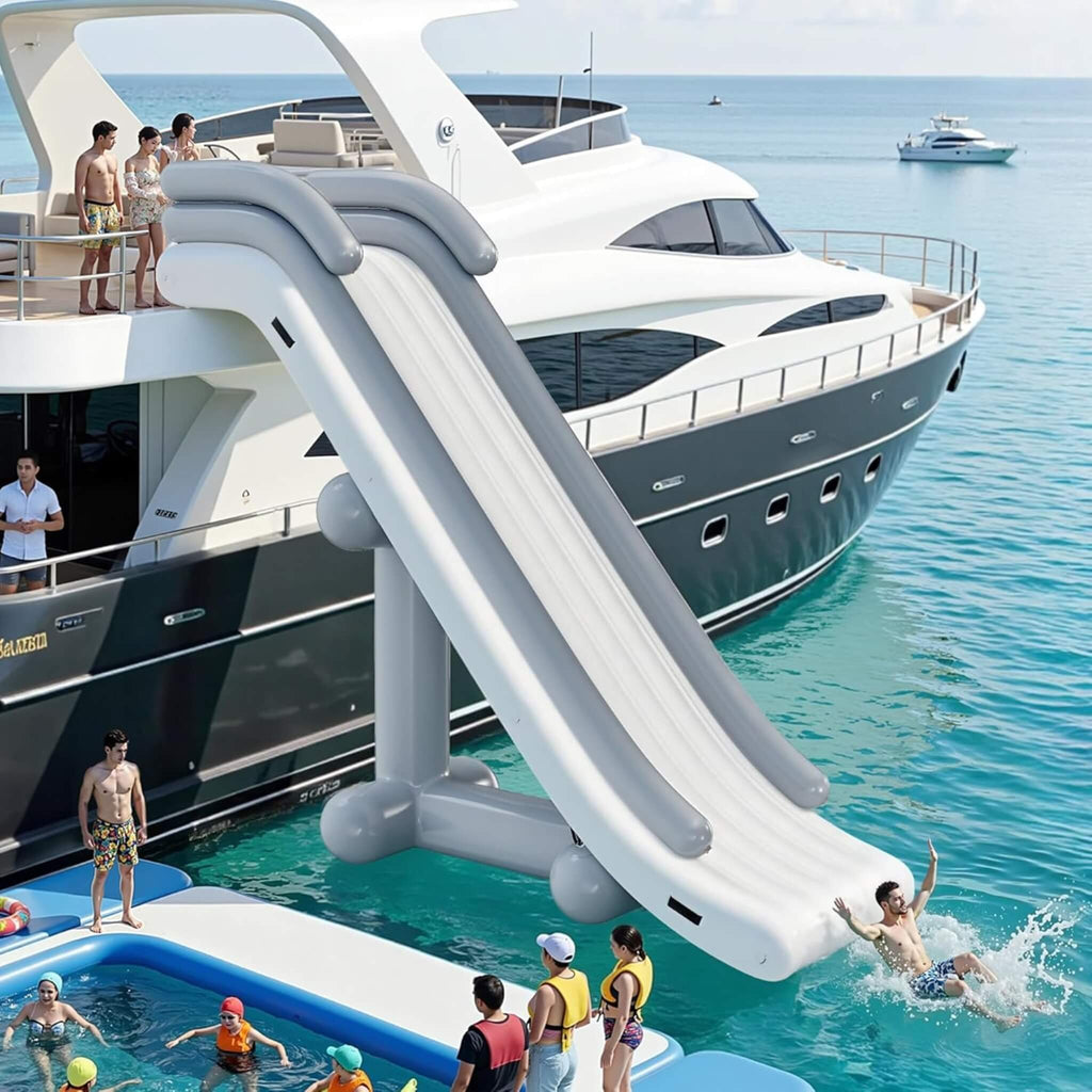 Large 16FT Commercial Inflatable Yacht Water Slide With Pump (SAK48172) - Saksby Wholesale - Lifestyle Image In The Ship