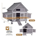 Large 63-Inch Movable Wooden Hen House With Wheels And Nesting Box (SAK50791) - Saksby Wholesale - Dimensions View