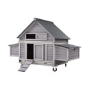 Large 63-Inch Movable Wooden Hen House With Wheels And Nesting Box (SAK50791) - Saksby Wholesale - Front Left View