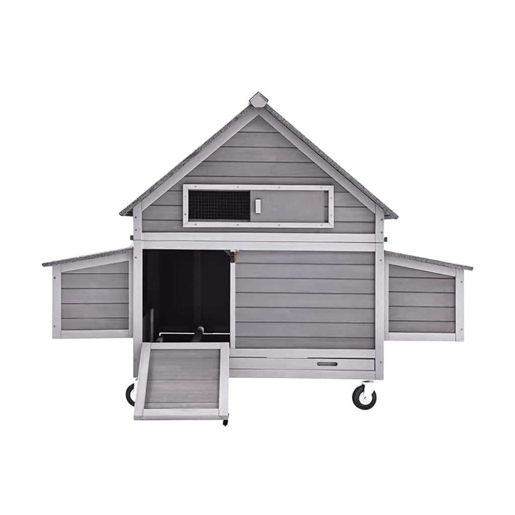Large 63-Inch Movable Wooden Hen House With Wheels And Nesting Box (SAK50791) - Saksby Wholesale - Front View