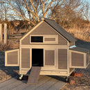 Large 63-Inch Movable Wooden Hen House With Wheels And Nesting Box (SAK50791) - Saksby Wholesale - Outdoor View