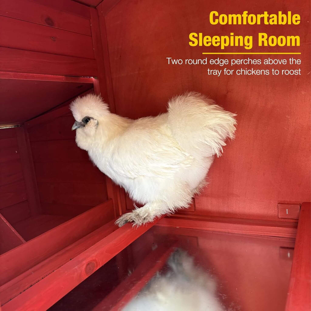 Large 73-Inch Portable Chicken Coop With Wheels And Nesting Box (SAK27495) - Saksby Wholesale - Chicken Sleeping Room