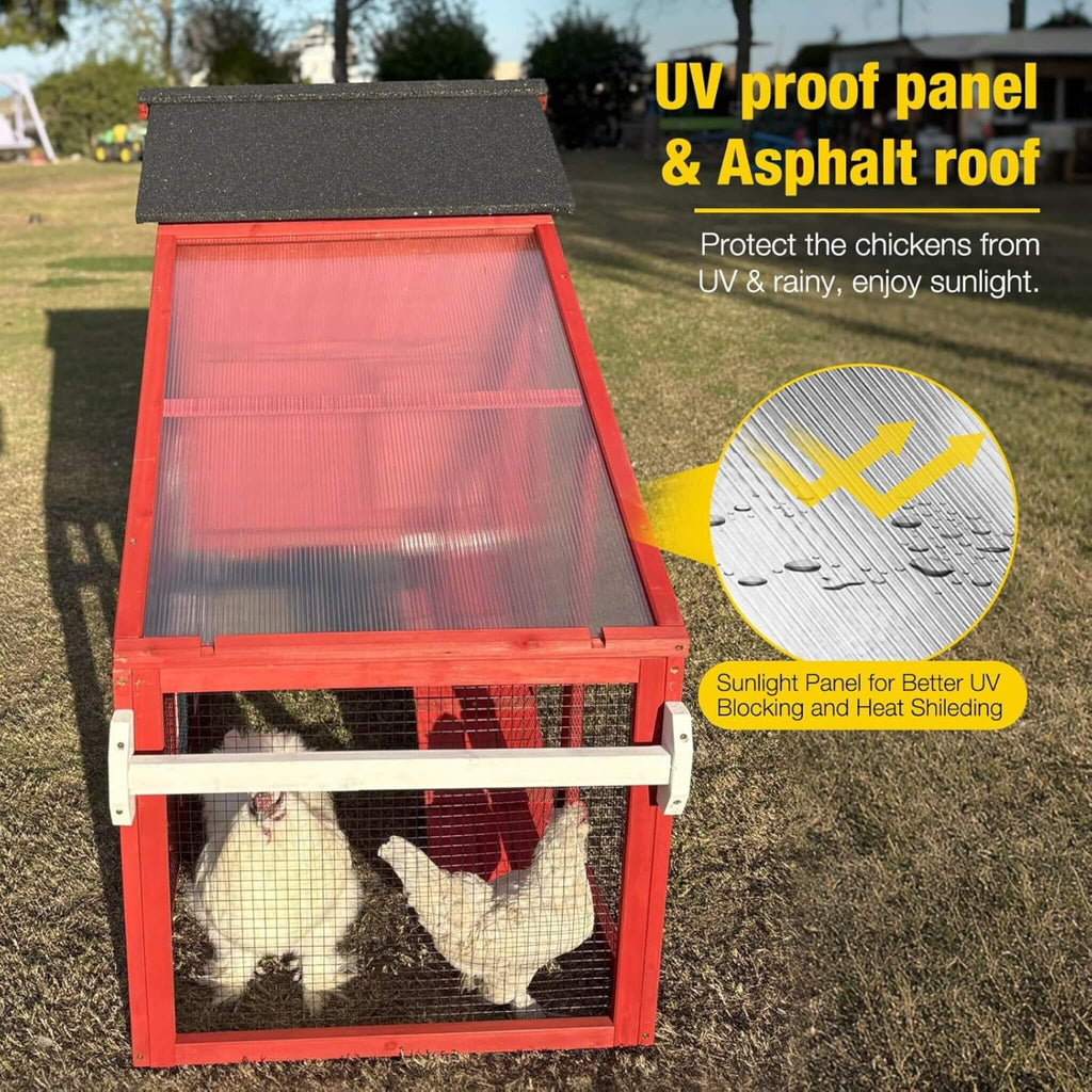 Large 73-Inch Portable Chicken Coop With Wheels And Nesting Box (SAK27495) - Saksby Wholesale - Material Features