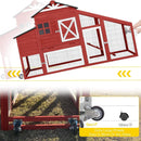 Large 73-Inch Portable Chicken Coop With Wheels And Nesting Box (SAK27495) - Saksby Wholesale - Wheel View