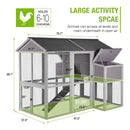 Large 76-Inch Outdoor Chicken Hen House With Sleeping Area And Run [6-10 Chickens] (SAK56431) - Saksby Wholesale - Capacity View