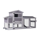 Large 83-Inch Mobile Chicken Coop With Wheels And Nesting Box [4-6 Chickens] (SAK81360) - Saksby Wholesale - Front View With Chickens