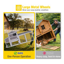 Large 83-Inch Mobile Chicken Coop With Wheels And Nesting Box [4-6 Chickens] (SAK81360) - Saksby Wholesale - Large Metal Wheels Feature