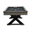 Large 84-Inch Rustic Gray Pool Table With Cues, Balls And X-Legs (SAK54361) - Saksby Wholesale - Front View