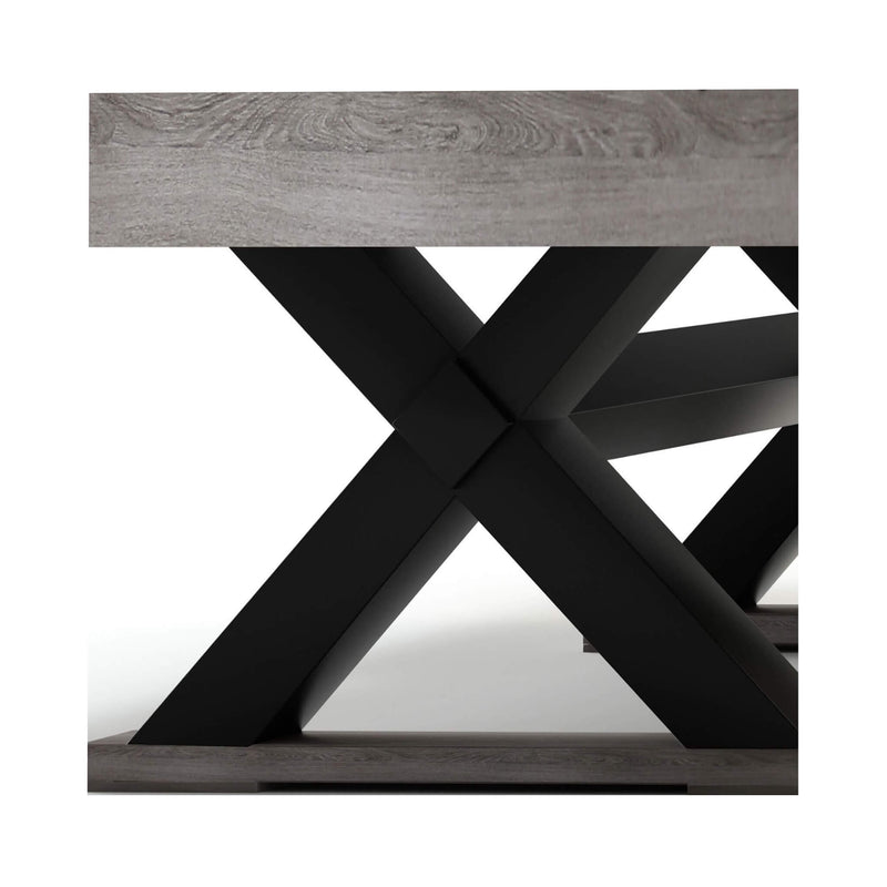 Large 84-Inch Rustic Gray Pool Table With Cues, Balls And X-Legs (SAK54361) - Saksby Wholesale - X Legs View