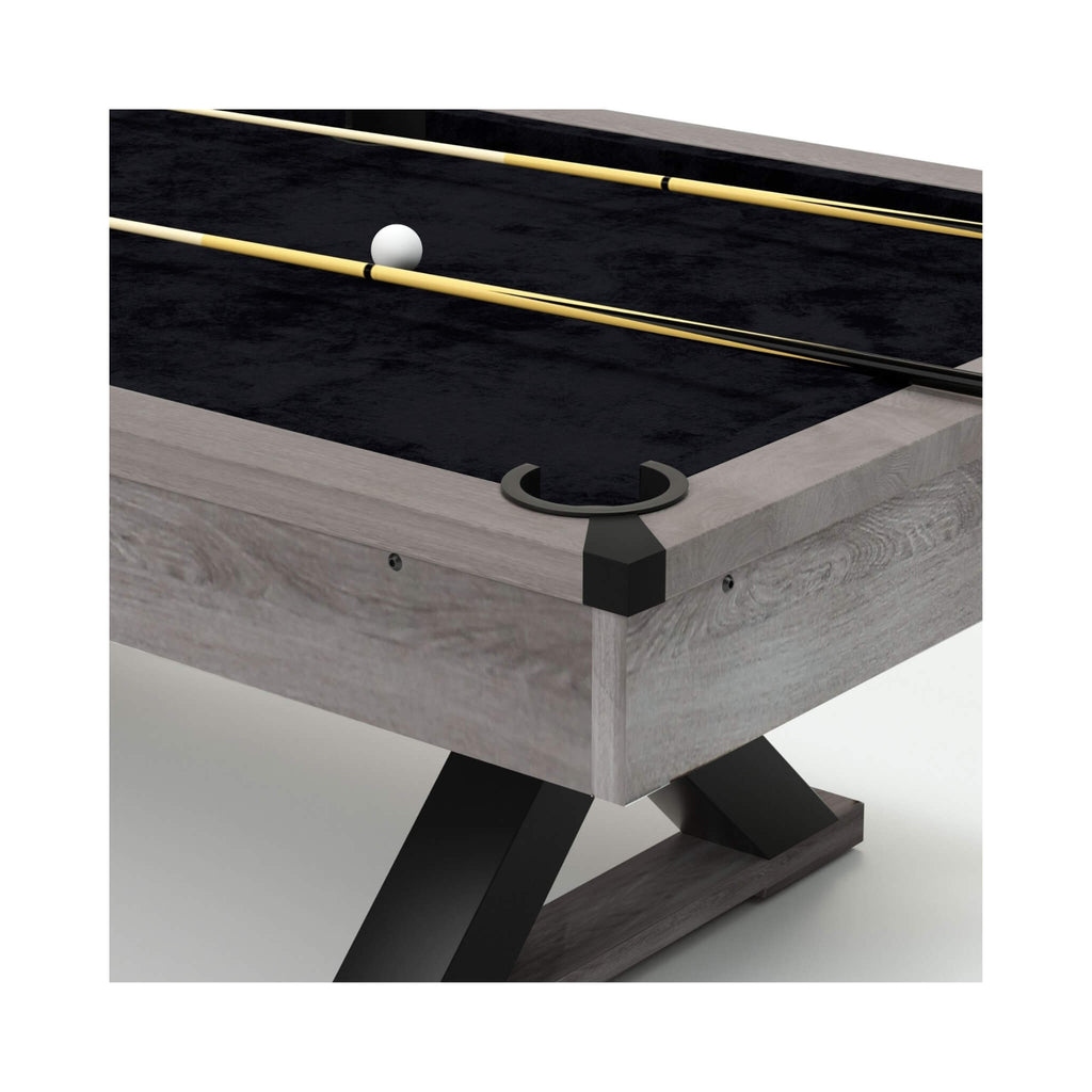 Large 84-Inch Rustic Gray Pool Table With Cues, Balls And X-Legs (SAK54361) - Saksby Wholesale - Table View