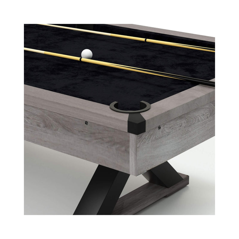 Large 84-Inch Rustic Gray Pool Table With Cues, Balls And X-Legs (SAK54361) - Saksby Wholesale - Table View