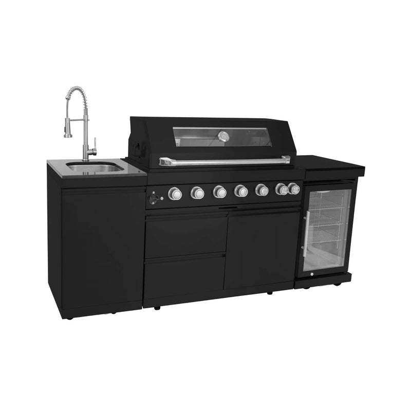 Large Black Stainless Steel Single-Door Fridge For Outdoor Kitchen Islands (SAK15296) - Saksby Wholesale - Set Side View