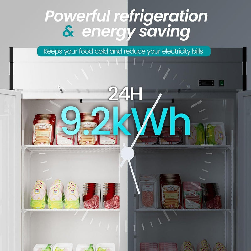 Large Commercial 49 Cu.Ft 2-Door Stainless Steel Reach-In Refrigerator With OmniSmart Temperature Control (SAK54160) - Saksby Wholesale - Features View