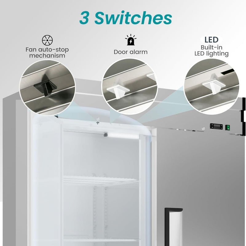 Large Commercial 49 Cu.Ft 2-Door Stainless Steel Reach-In Refrigerator With OmniSmart Temperature Control (SAK54160) - Saksby Wholesale - Features View