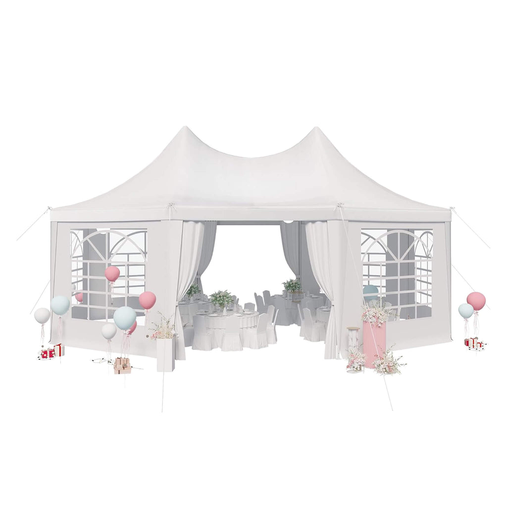 Large Heavy-Duty Customizable Party Tent With Sidewalls And Windows (SAK72615) - Saksby Wholesale - 20X15FT Front View On White Background