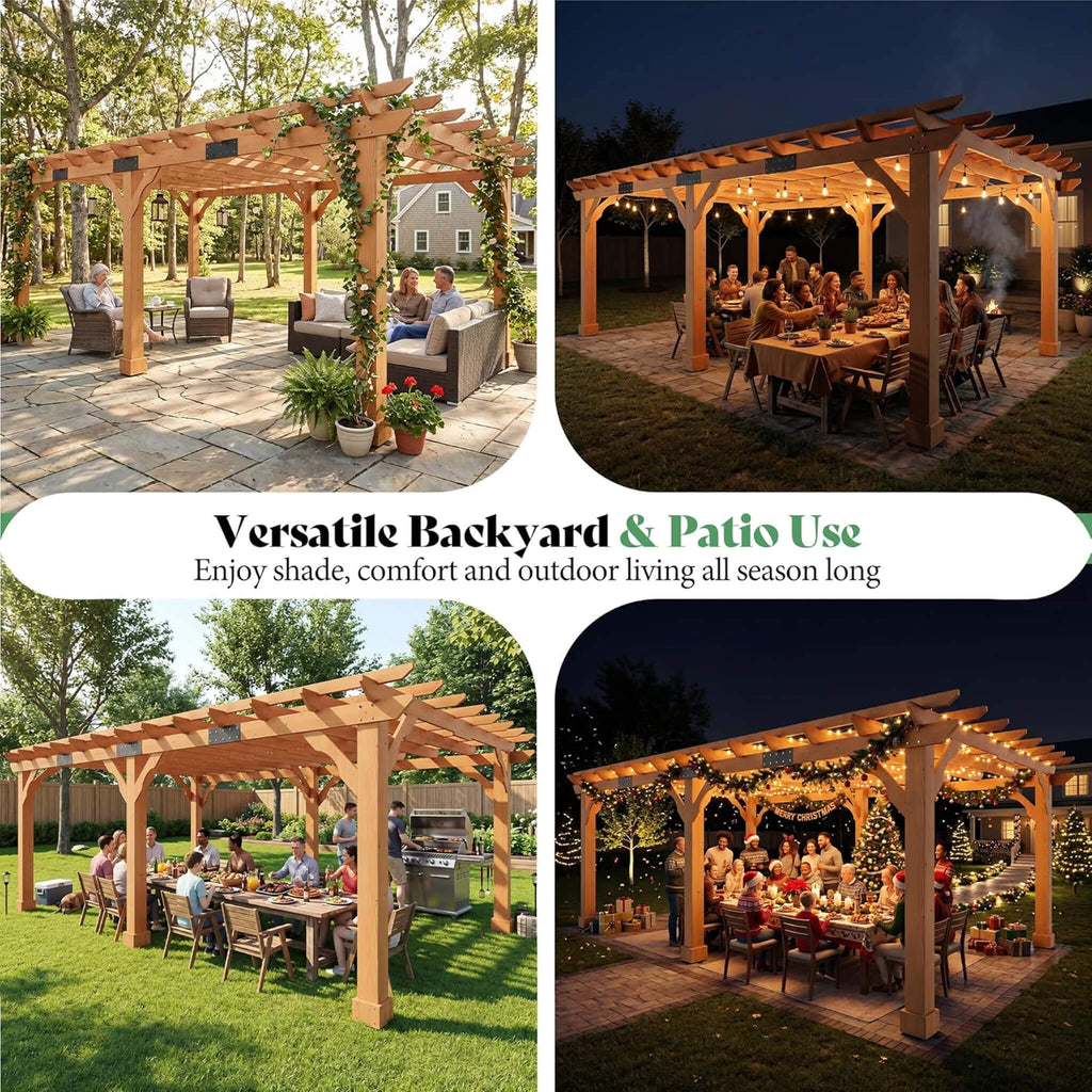 Large Outdoor Cedar Wood Pergola Kit With Slatted Roof (SAK31064) - Saksby Wholesale - Different Occasions
