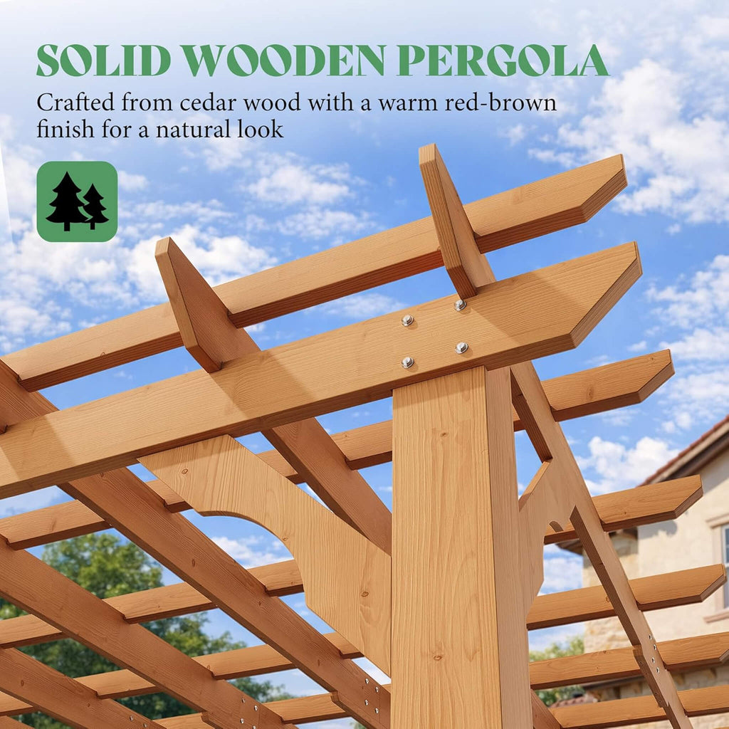 Large Outdoor Cedar Wood Pergola Kit With Slatted Roof (SAK31064) - Saksby Wholesale - Solid Wood Design