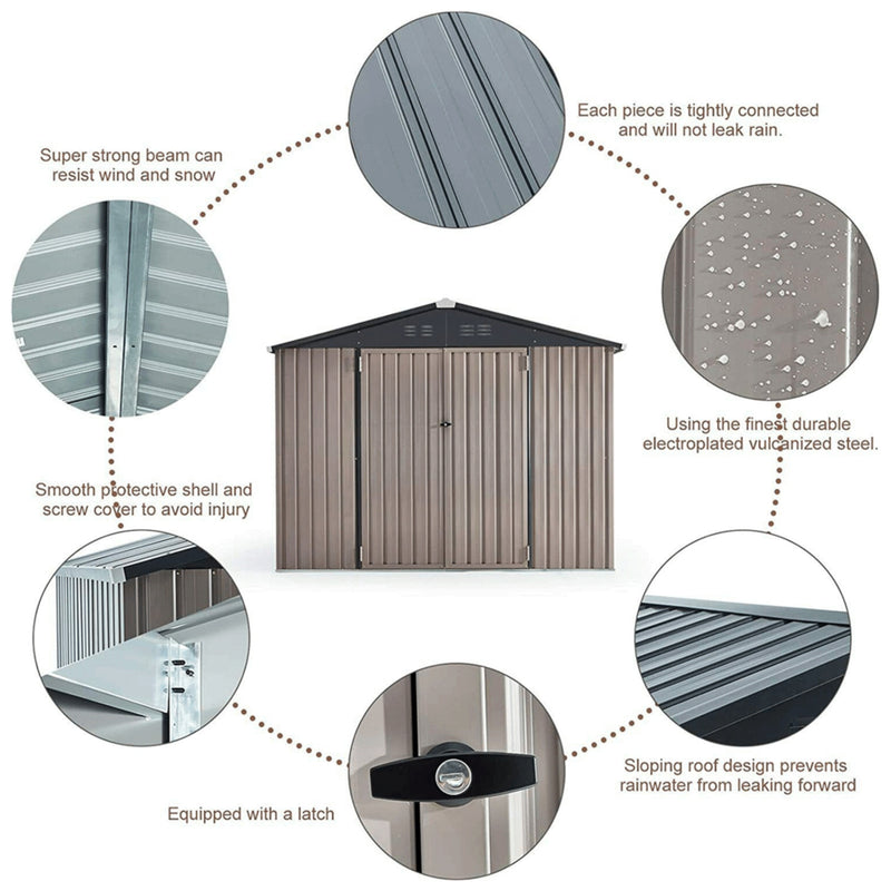 [06X08FT] Large Outdoor Metal Hanover Storage Cabin House Shed (SAK94577) - Saksby Wholesale - Lifestyle View