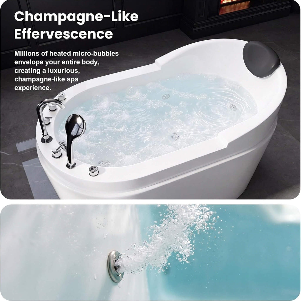 Large Premium Acrylic Whirlpool Tub With Air Jets Pillow And Seat (SAK17326) - Saksby Wholesale - Champagne Like