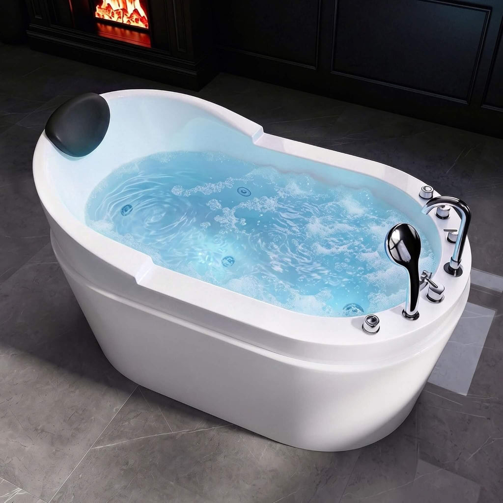 Large Premium Acrylic Whirlpool Tub With Air Jets Pillow And Seat (SAK17326) - Saksby Wholesale - Top View With Water