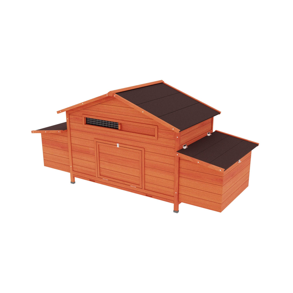 Large Premium Outdoor Spacious Wooden Chicken Coop With Two-sides Nesting Boxes, 44 Inch (Sak21875) - Saksby Wholesale - Front Left View Wth Door