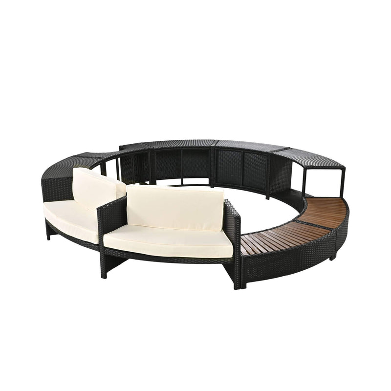 Large Premium Surround Spa Patio Rattan Sofa Set With Storage Compartments And Cushions (SAK75629) - Saksby Wholesale - Cushion Design