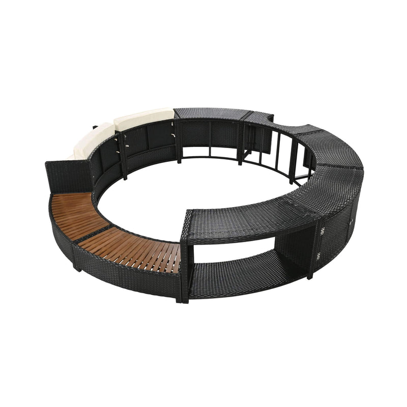 Large Premium Surround Spa Patio Rattan Sofa Set With Storage Compartments And Cushions (SAK75629) - Saksby Wholesale - Design Details