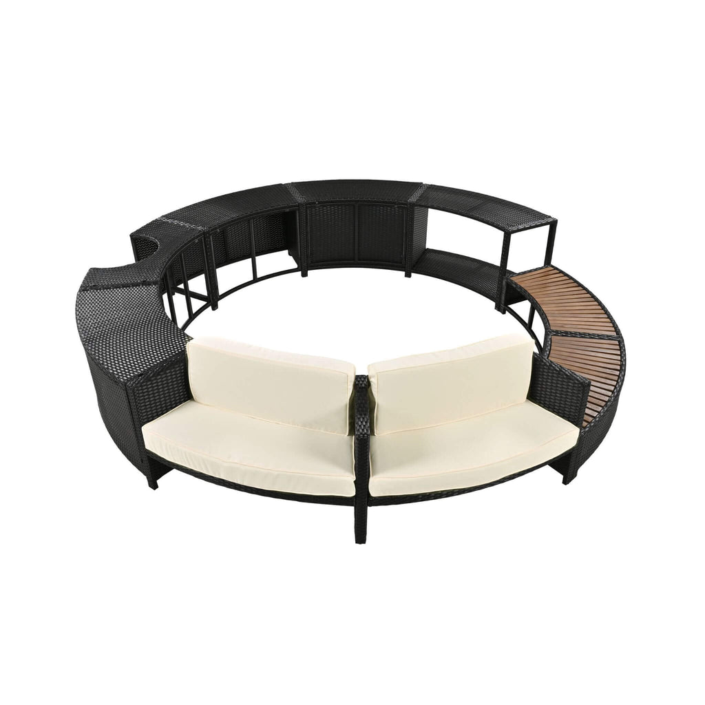 Large Premium Surround Spa Patio Rattan Sofa Set With Storage Compartments And Cushions (SAK75629) - Saksby Wholesale - Front View