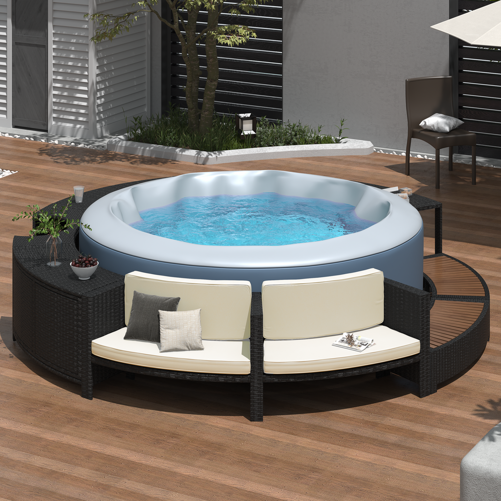 Large Premium Surround Spa Patio Rattan Sofa Set With Storage Compartments And Cushions (SAK75629) - Saksby Wholesale - Lifestyle