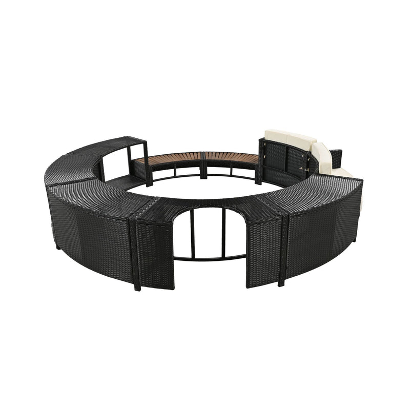Large Premium Surround Spa Patio Rattan Sofa Set With Storage Compartments And Cushions (SAK75629) - Saksby Wholesale - Product Design Details