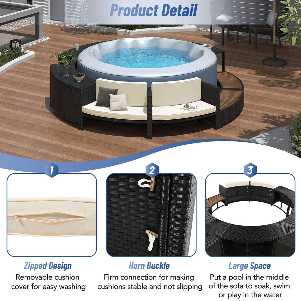 Large Premium Surround Spa Patio Rattan Sofa Set With Storage Compartments And Cushions (SAK75629) - Saksby Wholesale - Product Details
