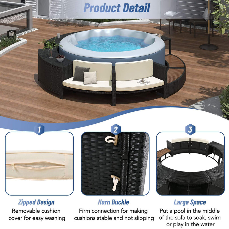 Large Premium Surround Spa Patio Rattan Sofa Set With Storage Compartments And Cushions (SAK75629) - Saksby Wholesale - Product Details